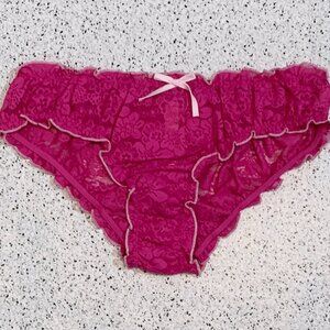 Victoria's Secret PINK x LOVESHACKFANCY Holiday Bow Cheeky Panty Lace Ruffle S